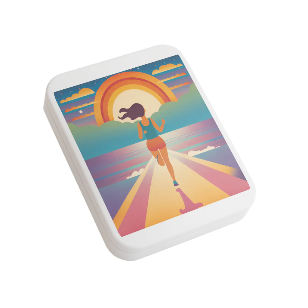 エイエイショップの光に向かって走る女子のグッズ Flat Tin Case