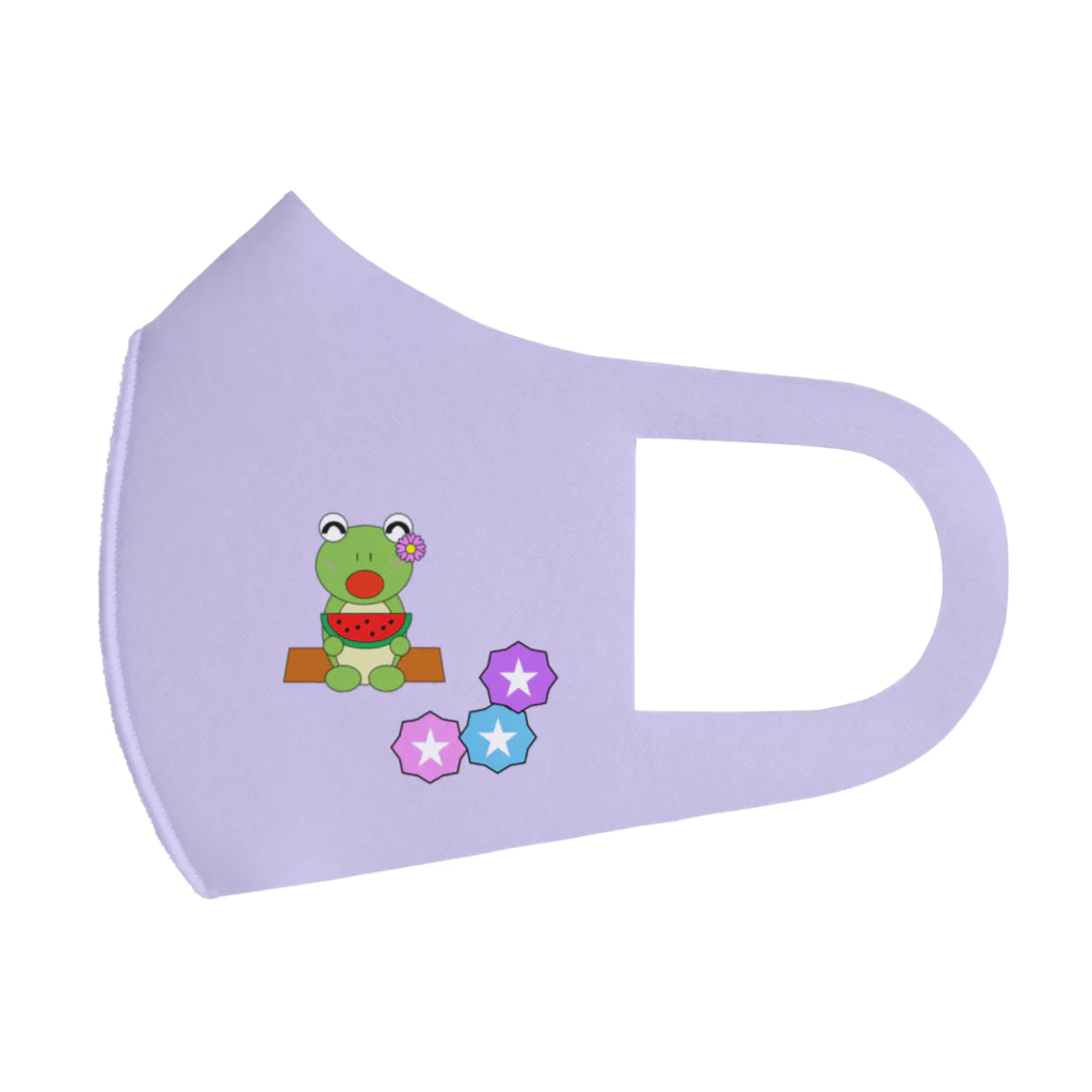 🐸かえるさんと仲間たち🐸のスイカとかえるさん Face Mask