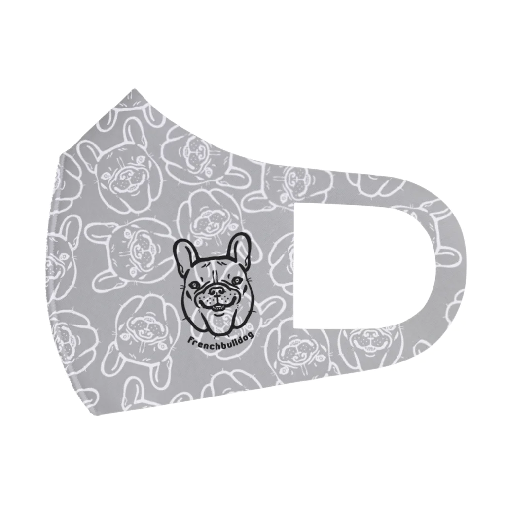 おかき雑貨店のアゴブヒ【総柄・グレー】 Face Mask