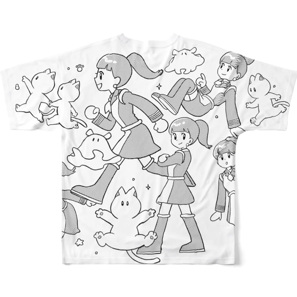 岸べぇSHOPの宇宙ガール＆CAT All-Over Print T-Shirt :back