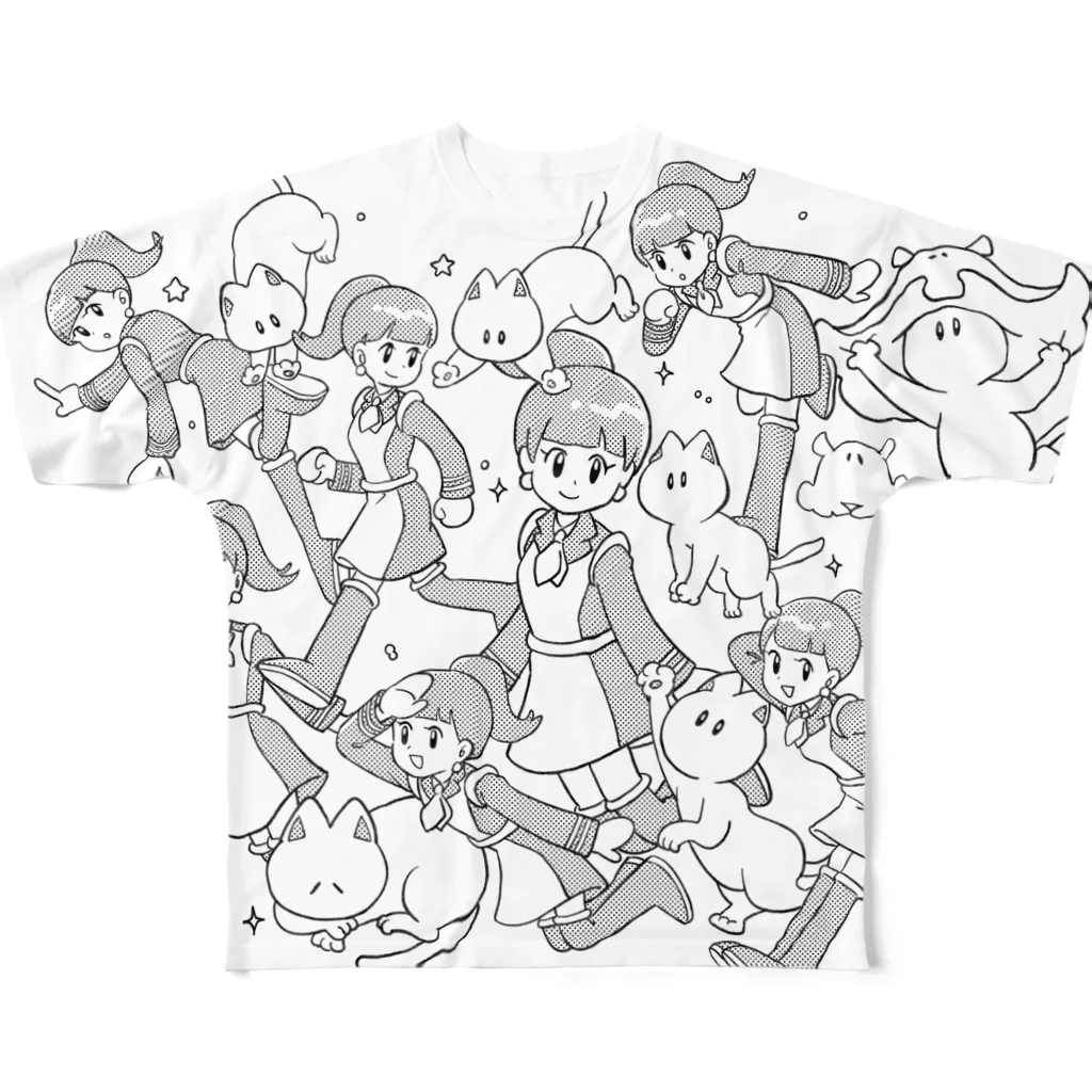 岸べぇSHOPの宇宙ガール＆CAT All-Over Print T-Shirt