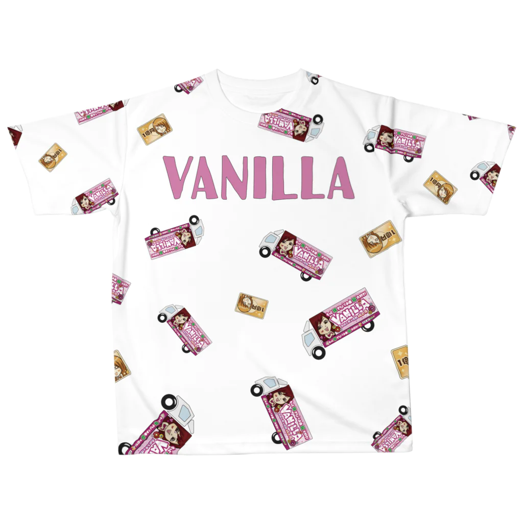 バニラde高収入ショップ［SUZURI店］の【フルグラフィック】バニラトラック×お金A All-Over Print T-Shirt