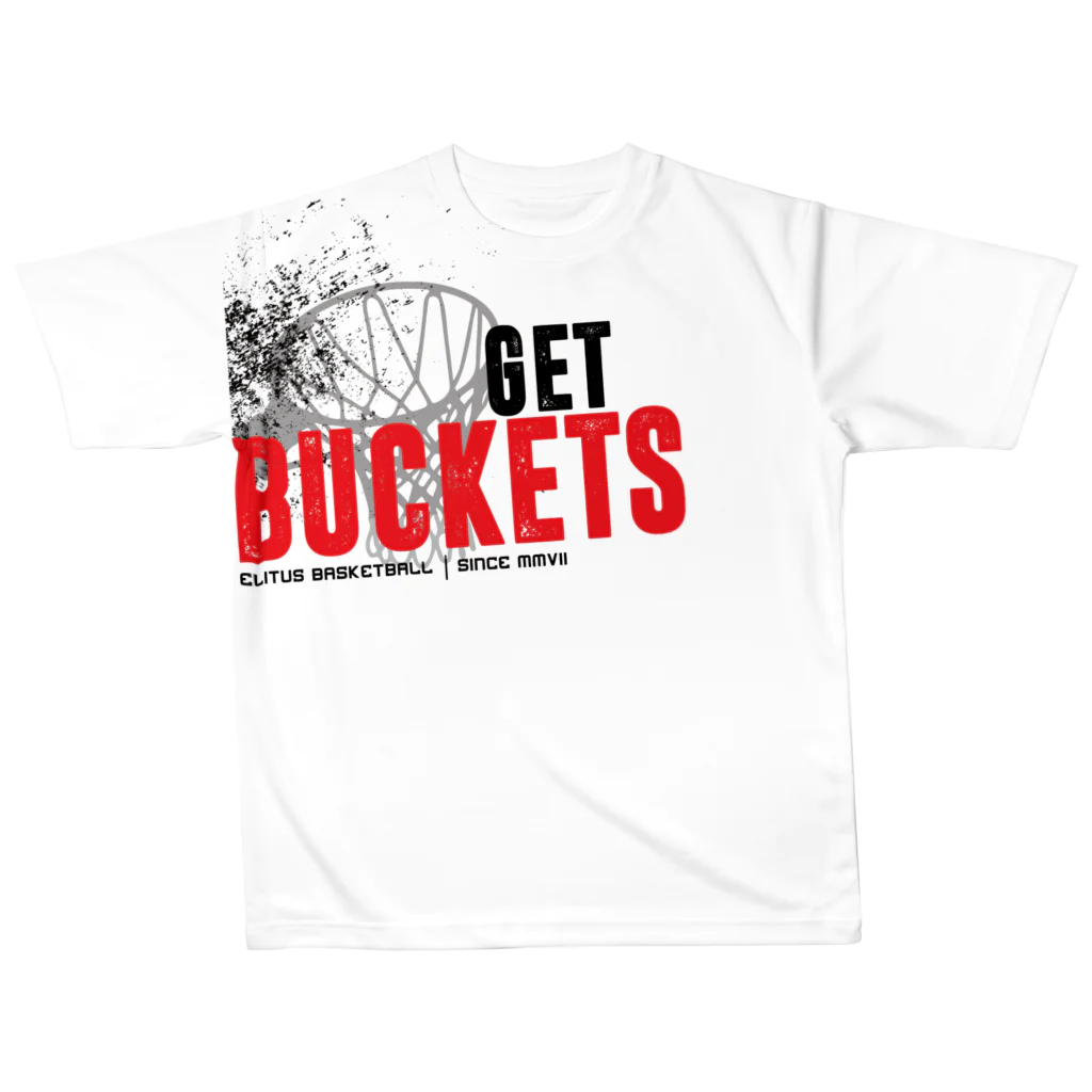 エリータスバスケットボールの「GET BUCKETS」 PERFORMANCE TEE All-Over Print T-Shirt