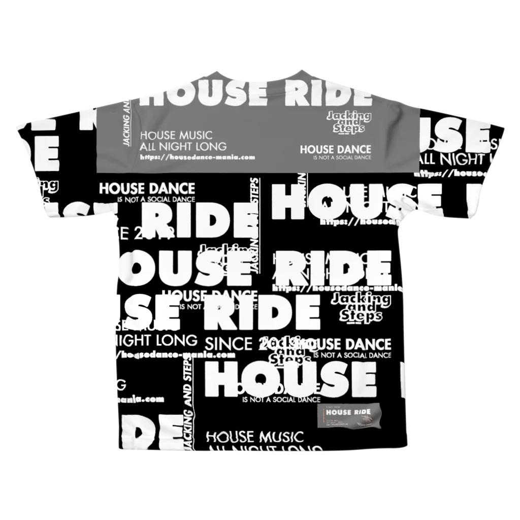HOUSE DANCE MANIAのHOUSE RIDE BIG TAG - Black All-Over Print T-Shirt