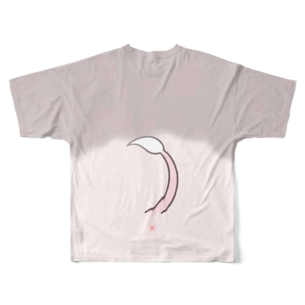しらたまちゃんSHOPu〜🐽のお顔とおしり しらたまちゃんドアップ All-Over Print T-Shirt :back