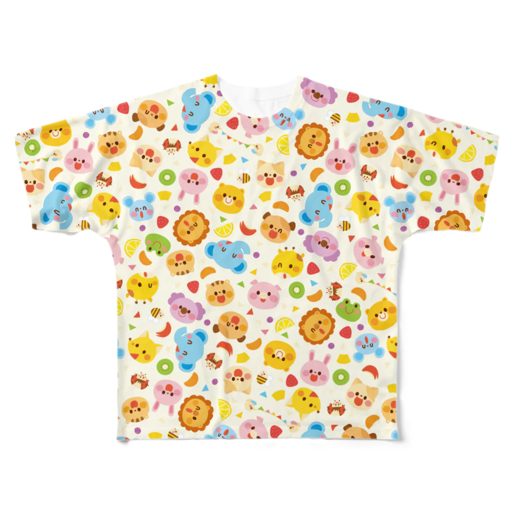 Illustrator イシグロフミカの動物たちとフルーツ All-Over Print T-Shirt