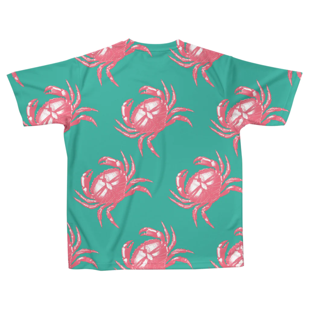 中華呪術堂（チャイナマジックホール）の【PINK&LIGHT BLUE】KINBACRAB(緊縛蟹)  All-Over Print T-Shirt