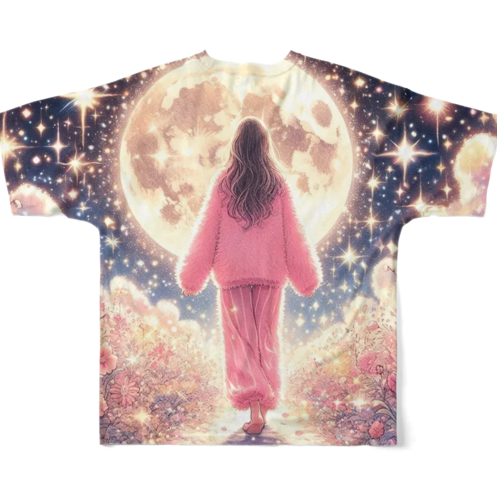 すのこのこ×にーぶ7の夜のパジャマ散歩～きらめく都会バージョン All-Over Print T-Shirt :back