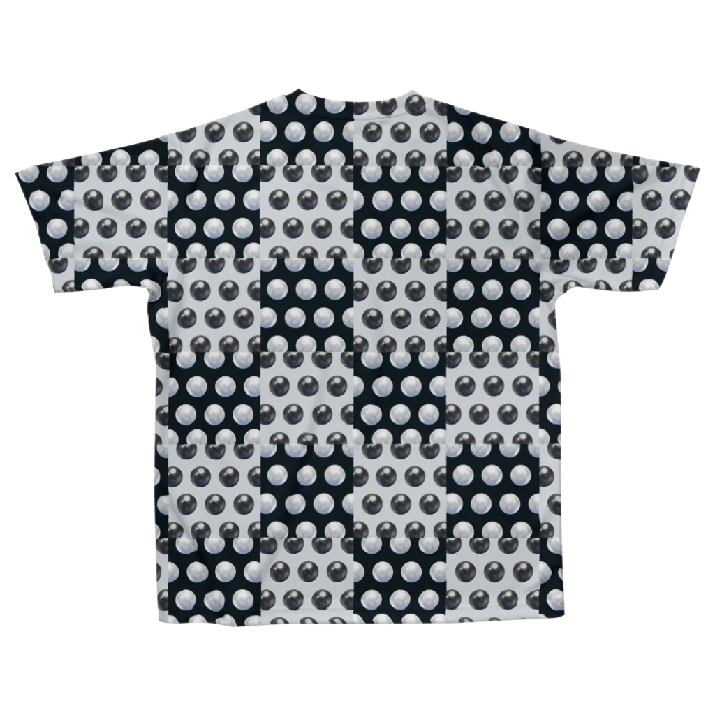 ｉＯｉ　ドット柄 水玉模様 専門店のホワイトパール&ブラックパールドット フルグラフィック All-Over Print T-Shirt
