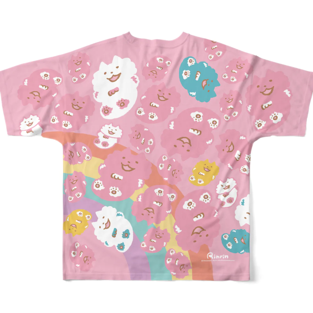 cioccomocaの両面＞新Ver. ねこらんど WAHA~❤️（ふんわりカラー総柄） All-Over Print T-Shirt :back