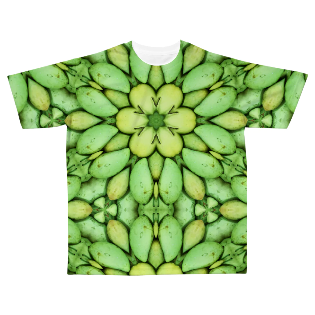 旅と、日記と、総柄。のマンゴーのような食べ物 All-Over Print T-Shirt