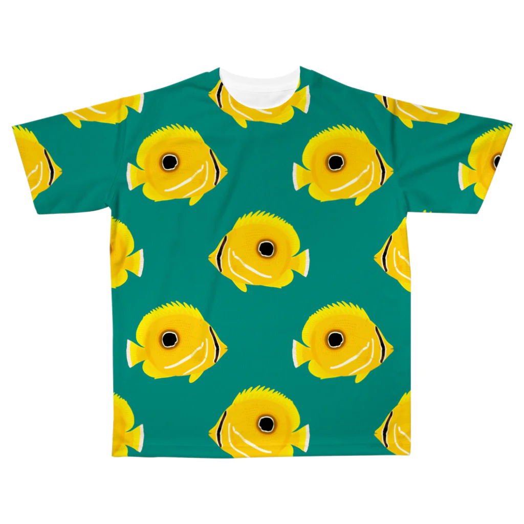 さちこの生物雑貨のウミヅキチョウチョウオ All-Over Print T-Shirt