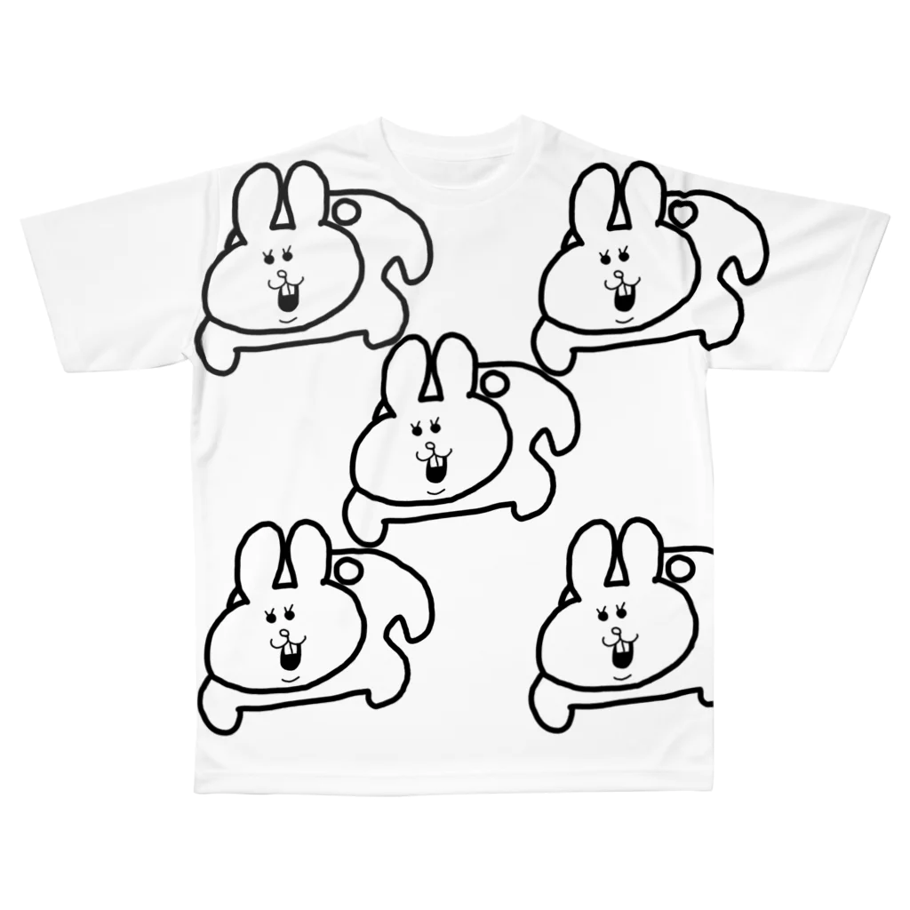 蓬のたたかううさぎさん All-Over Print T-Shirt