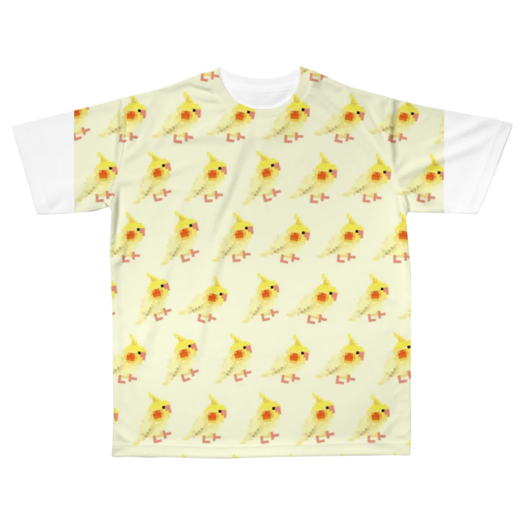 ブティック萌のオカメインコちゃん、いっぱい！(クリーム色) All-Over Print T-Shirt