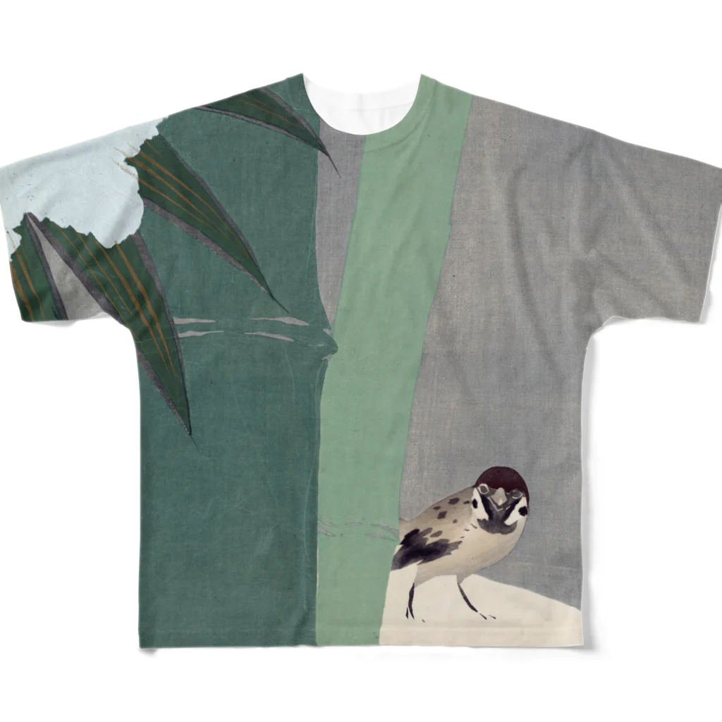 PALA's SHOP　cool、シュール、古風、和風、ねこ、ワンちゃん、ウサギさん、野鳥。の中竹、神坂雪佳、1909年　Ⅱ All-Over Print T-Shirt