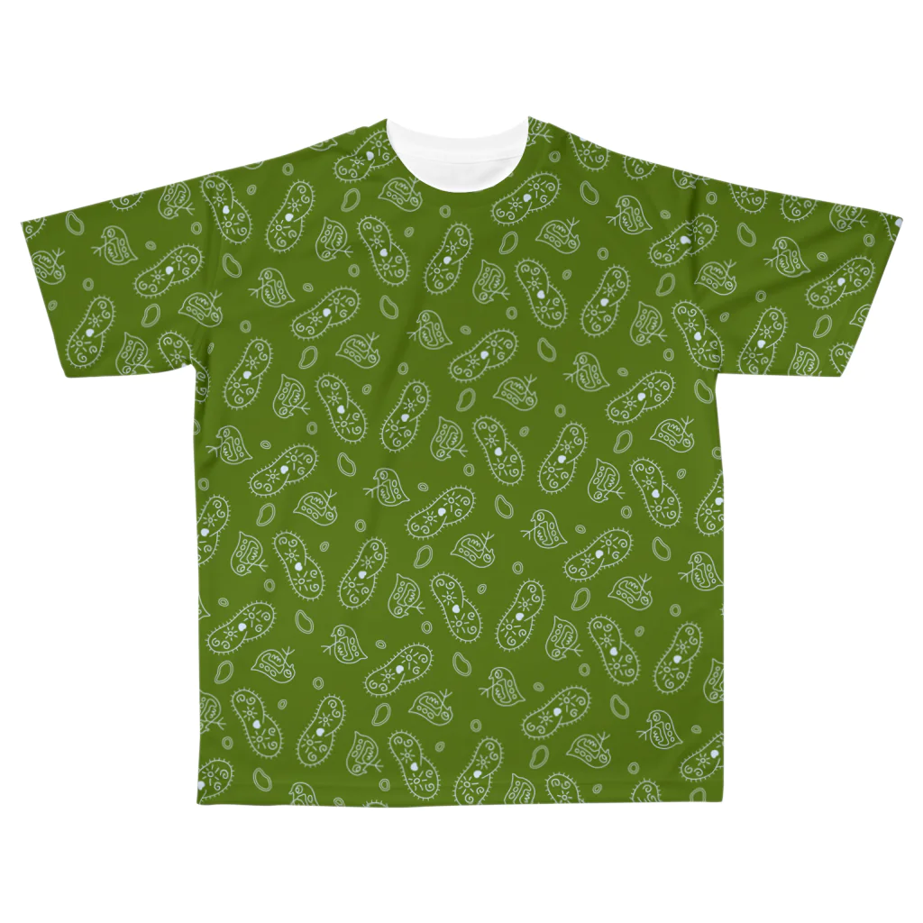 B-catの微生物パターン緑_フルグラTシャツ All-Over Print T-Shirt