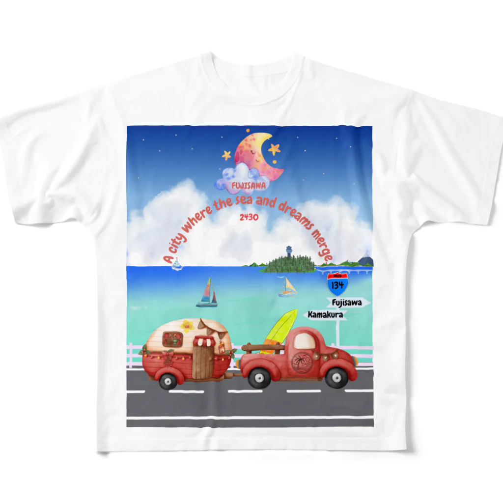 CyberArmadilloの湘南藤沢（2430）ナイトコレクション All-Over Print T-Shirt