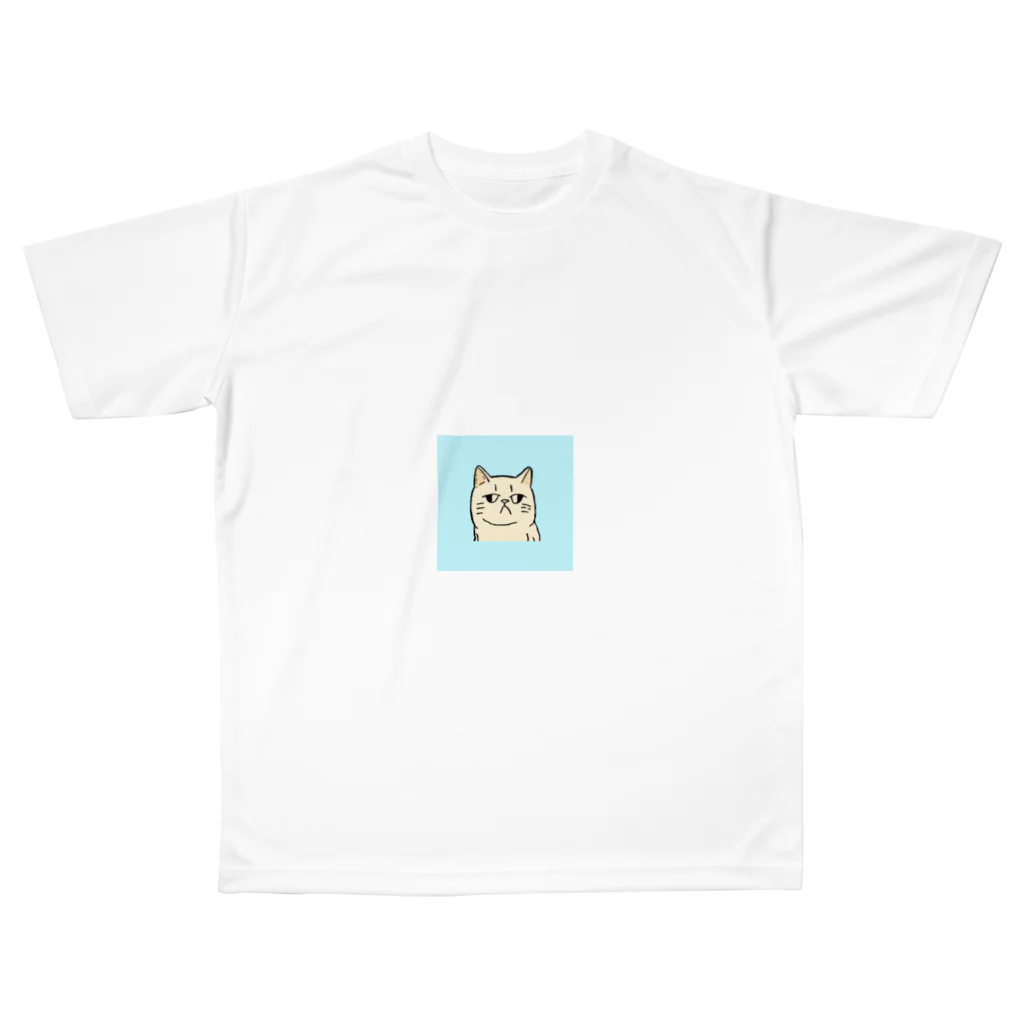 日常のふてくされたネコくん(水色) All-Over Print T-Shirt
