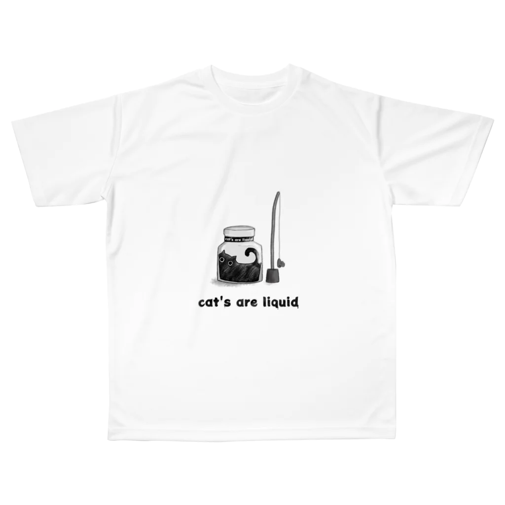くまの　絵を描くタイプのliquid cat All-Over Print T-Shirt
