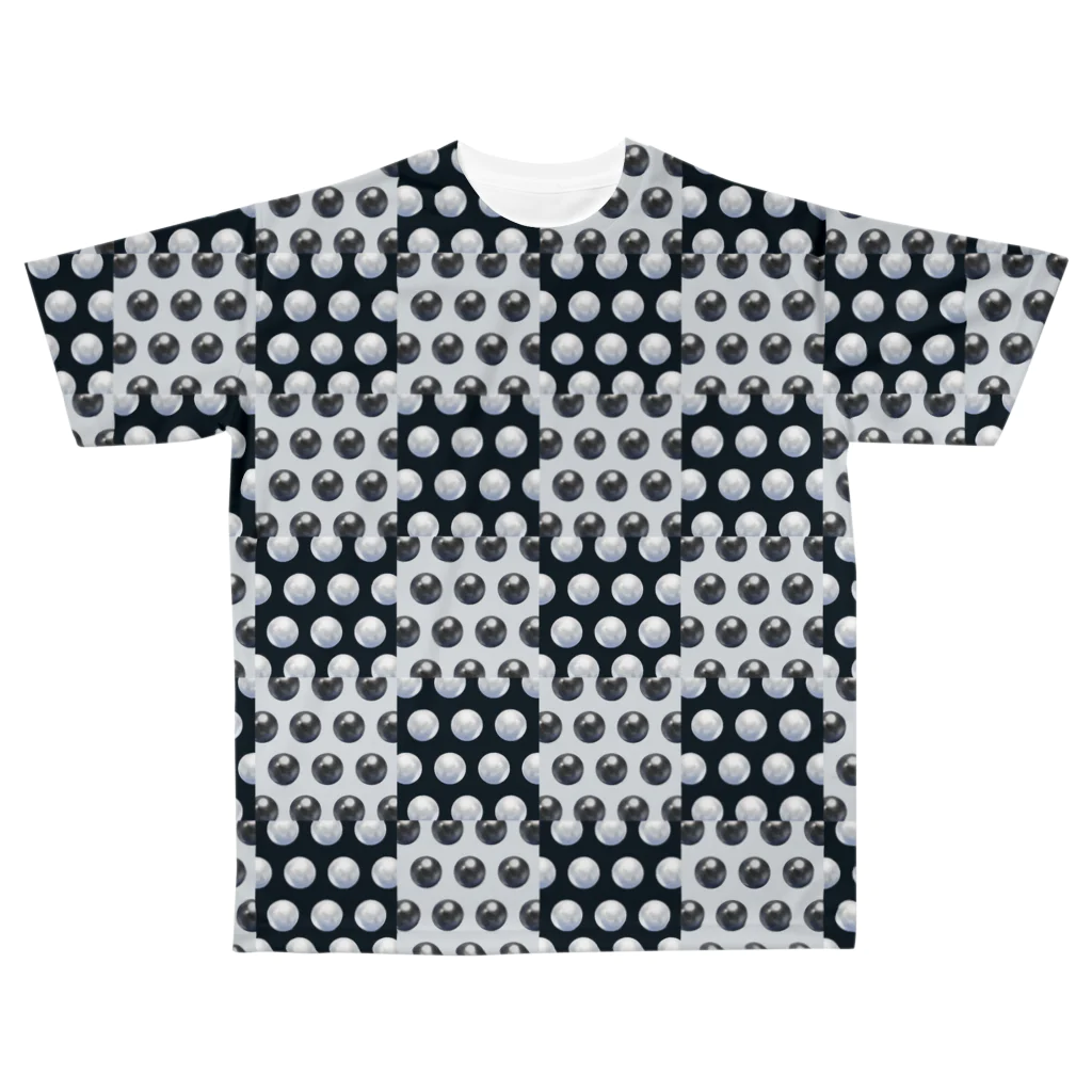 ｉＯｉ　ドット柄 水玉模様 専門店のホワイトパール&ブラックパールドット フルグラフィック All-Over Print T-Shirt