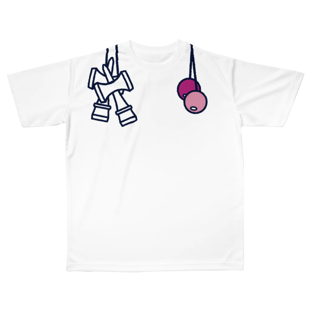 長谷川ちひろのけん玉ルックTシャツ（右利き） All-Over Print T-Shirt