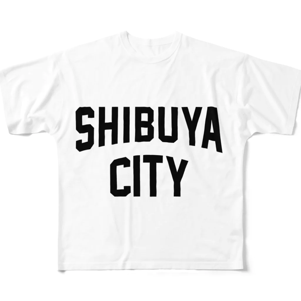 JIMOTOE Wear Local Japanの渋谷区 SHIBUYA WARD ロゴブラック All-Over Print T-Shirt