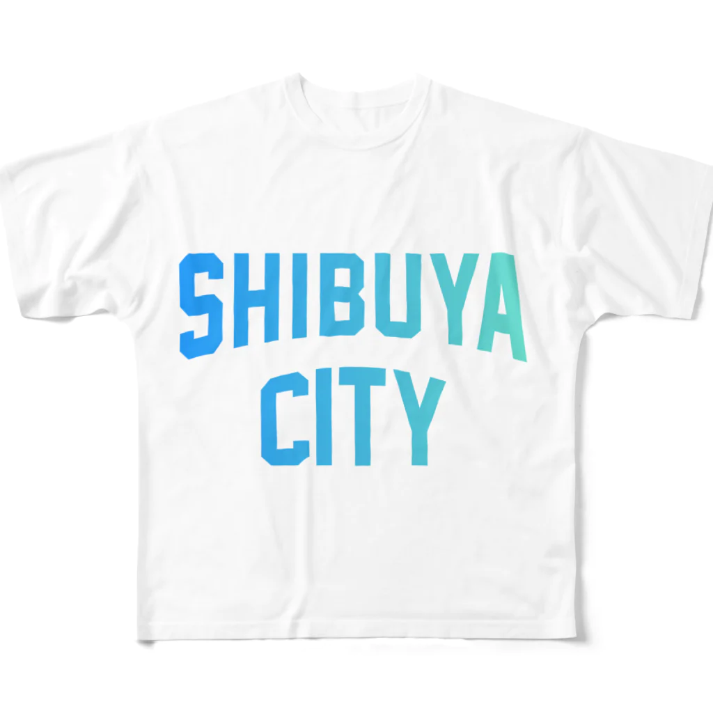 JIMOTOE Wear Local Japanの渋谷区 SHIBUYA WARD ロゴブルー All-Over Print T-Shirt