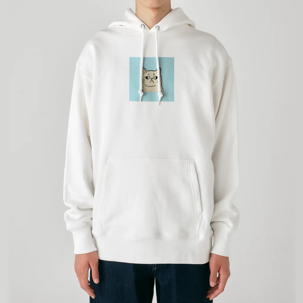 日常のふてくされたネコくん(水色) Heavyweight Hoodie