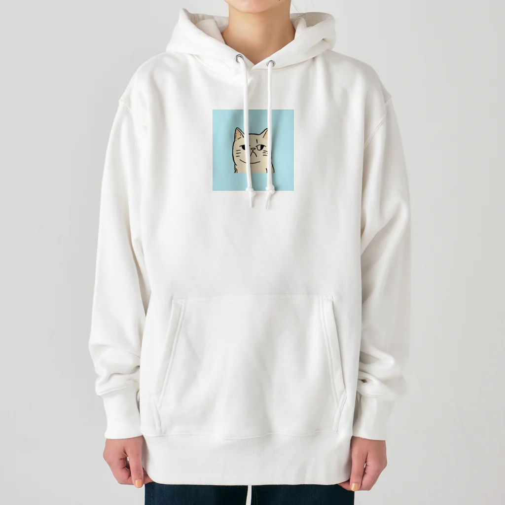 日常のふてくされたネコくん(水色) Heavyweight Hoodie