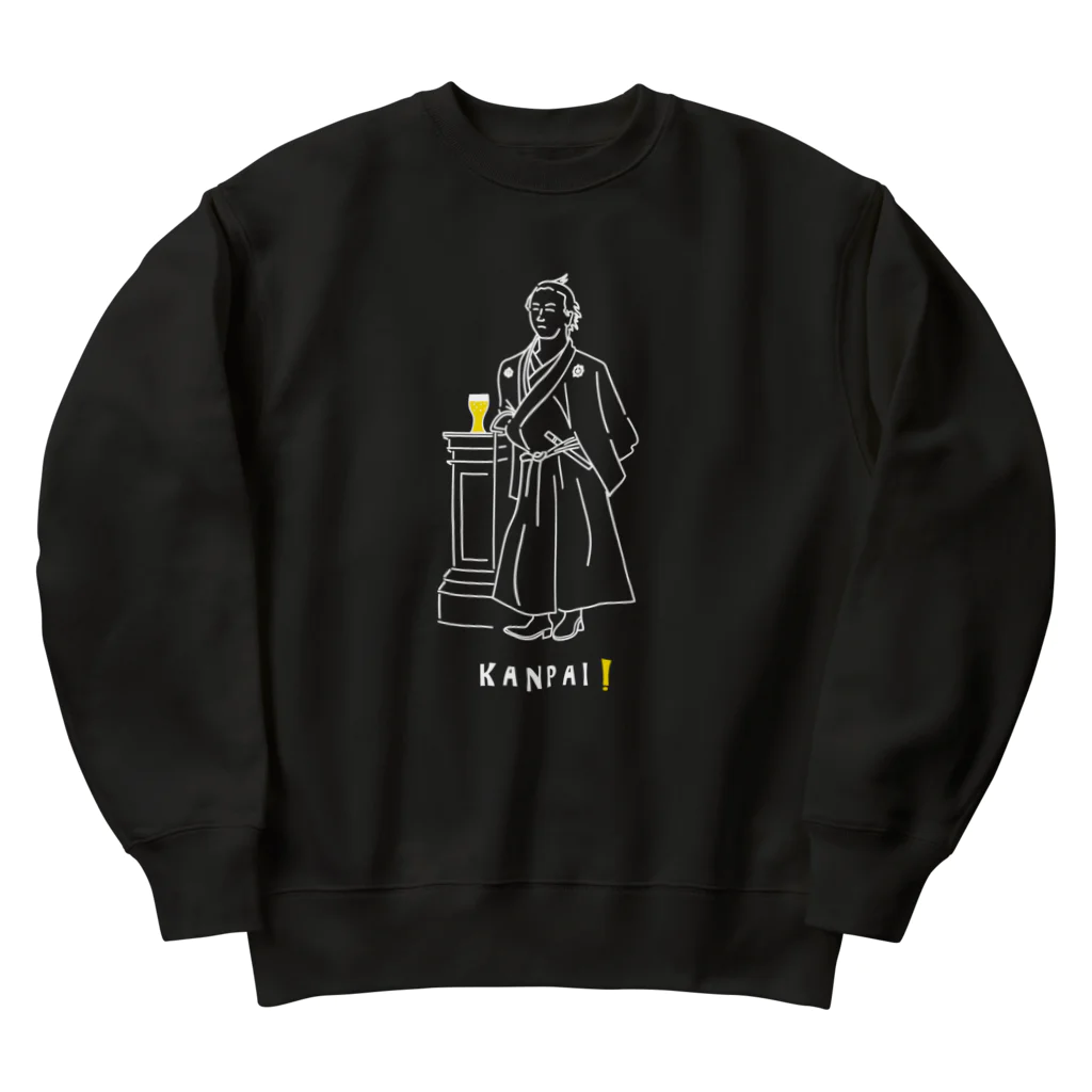 ビールとアート TM-3 Designの偉人 × BEER（坂本龍馬）白線画 Heavyweight Crew Neck Sweatshirt