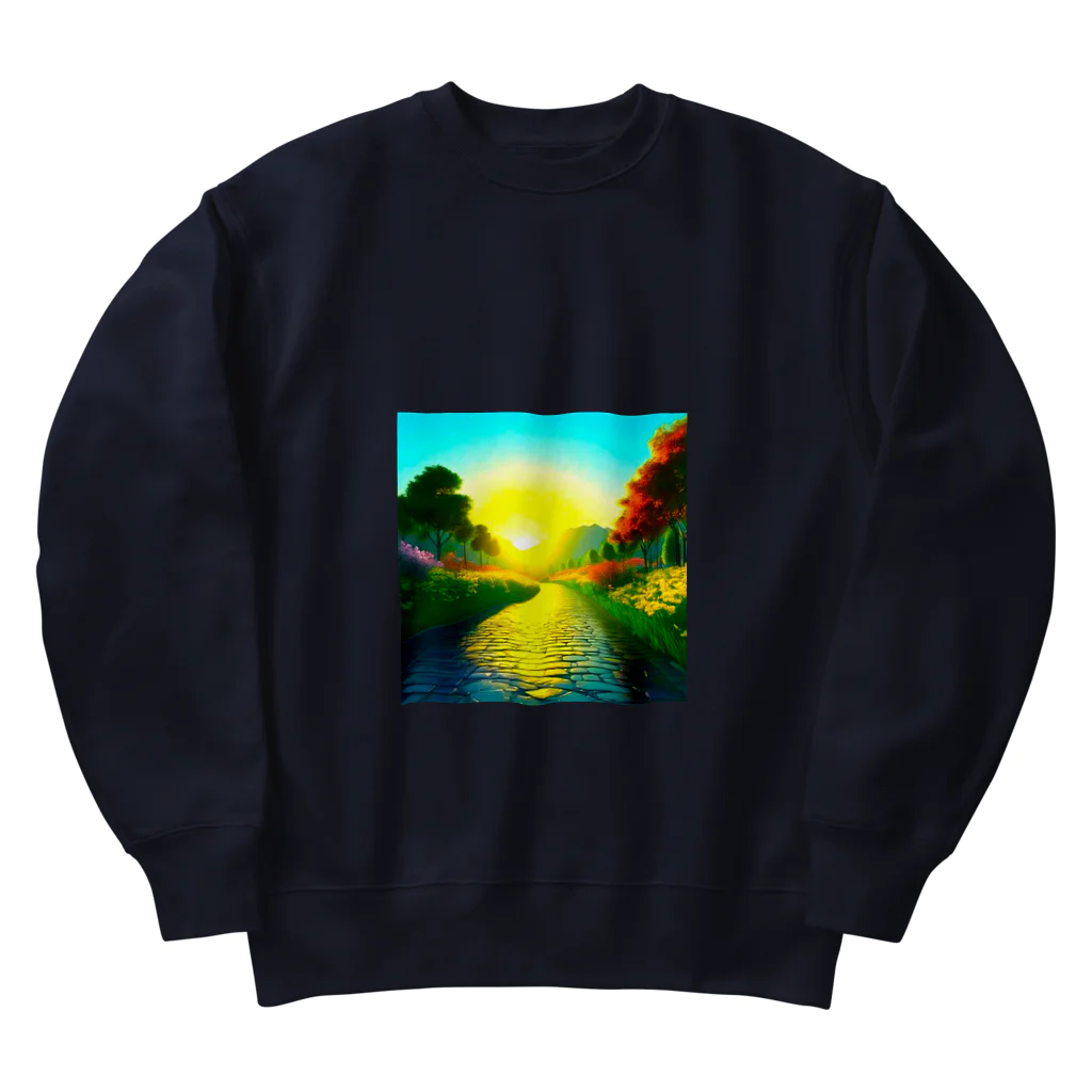 million-mindの雨に濡れた石畳 Heavyweight Crew Neck Sweatshirt