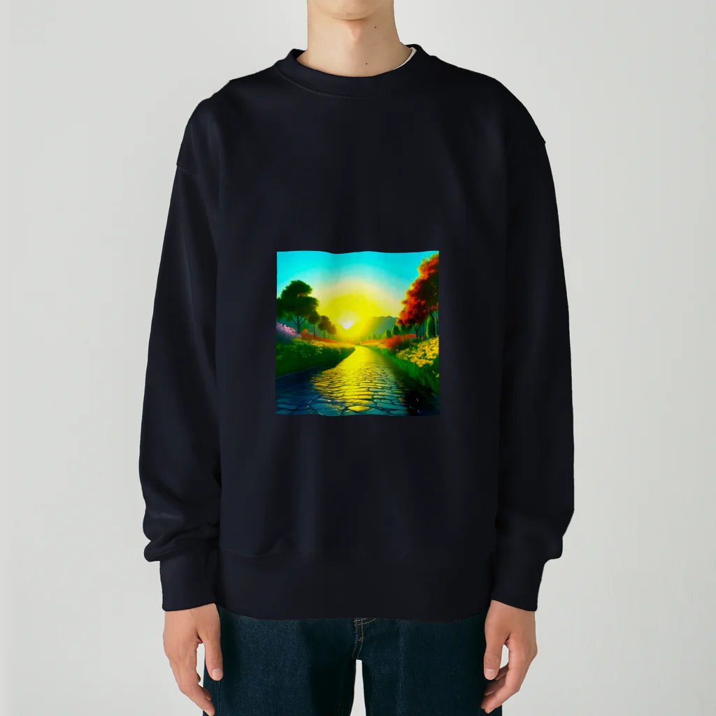 million-mindの雨に濡れた石畳 Heavyweight Crew Neck Sweatshirt