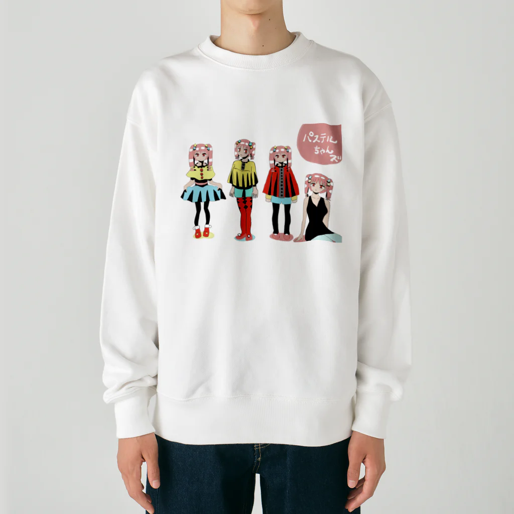 mikyacraft MIKA💓🌟赤い心臓のパステルちゃんズ Heavyweight Crew Neck Sweatshirt