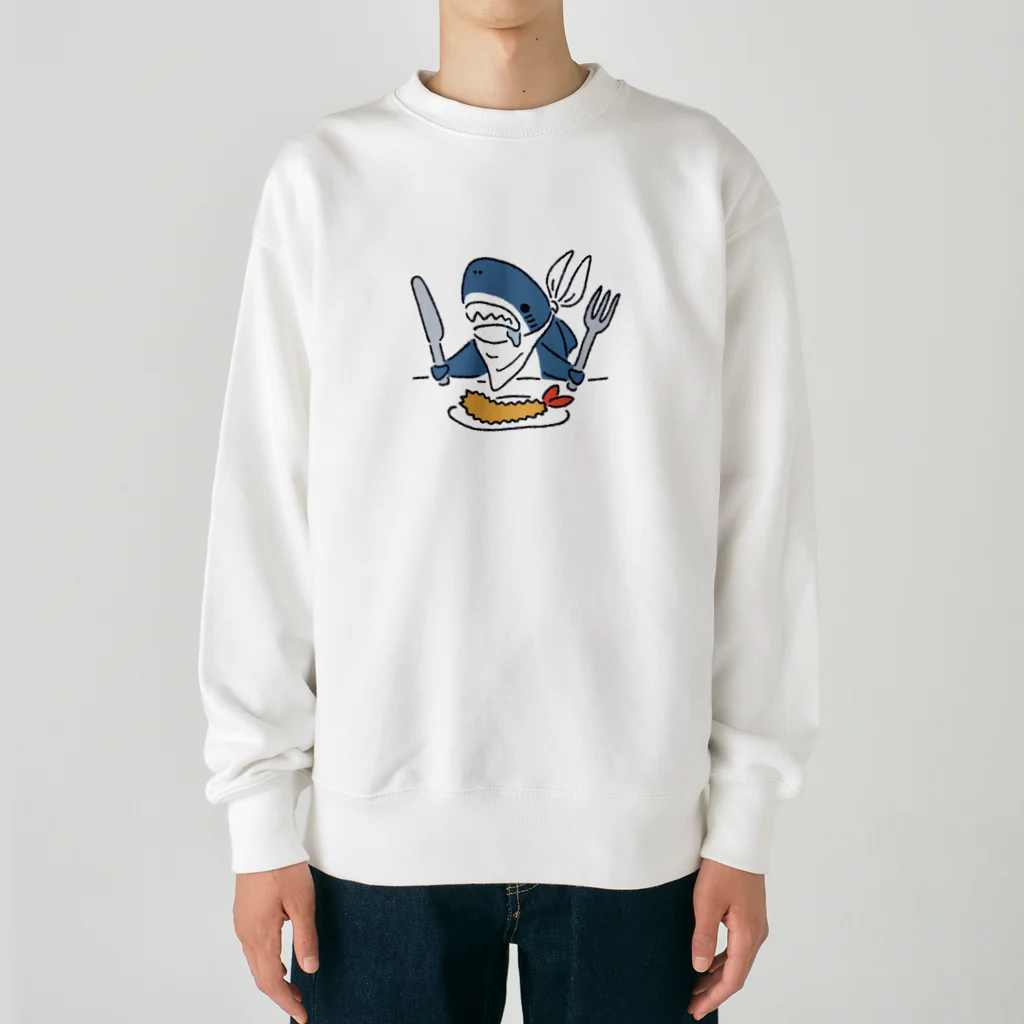 サメ わりとおもいのエビフライを食べようとするサメ2021 Heavyweight Crew Neck Sweatshirt