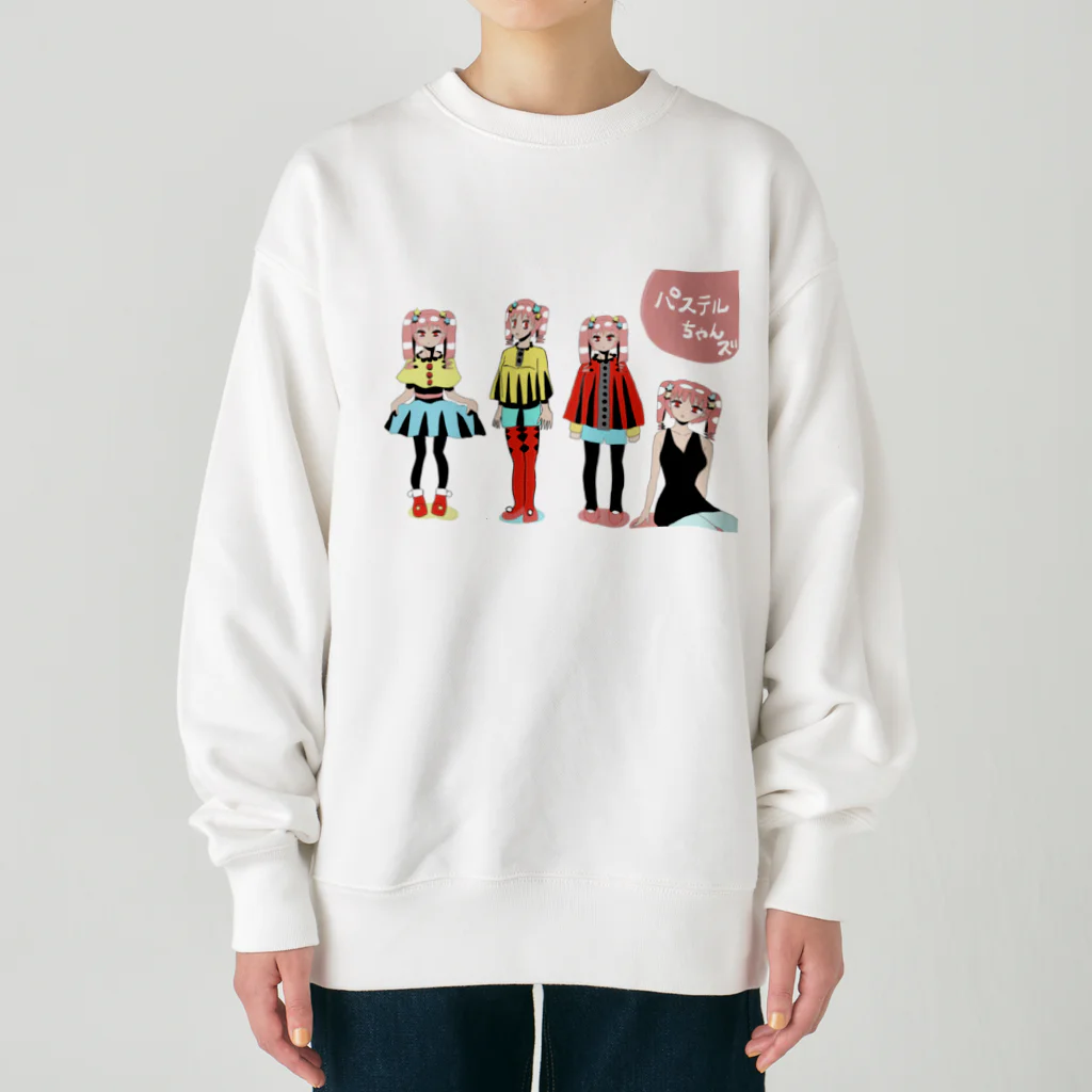 mikyacraft MIKA💓🌟赤い心臓のパステルちゃんズ Heavyweight Crew Neck Sweatshirt