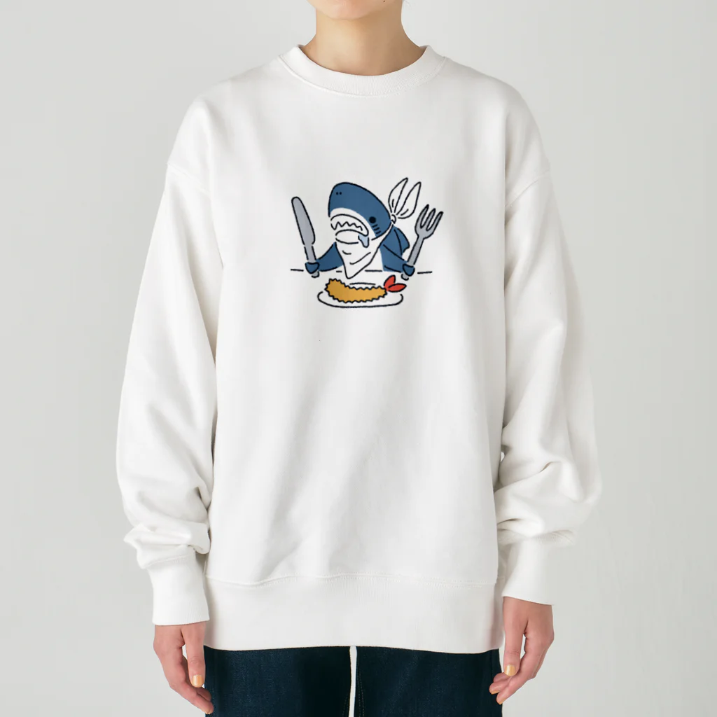 サメ わりとおもいのエビフライを食べようとするサメ2021 Heavyweight Crew Neck Sweatshirt