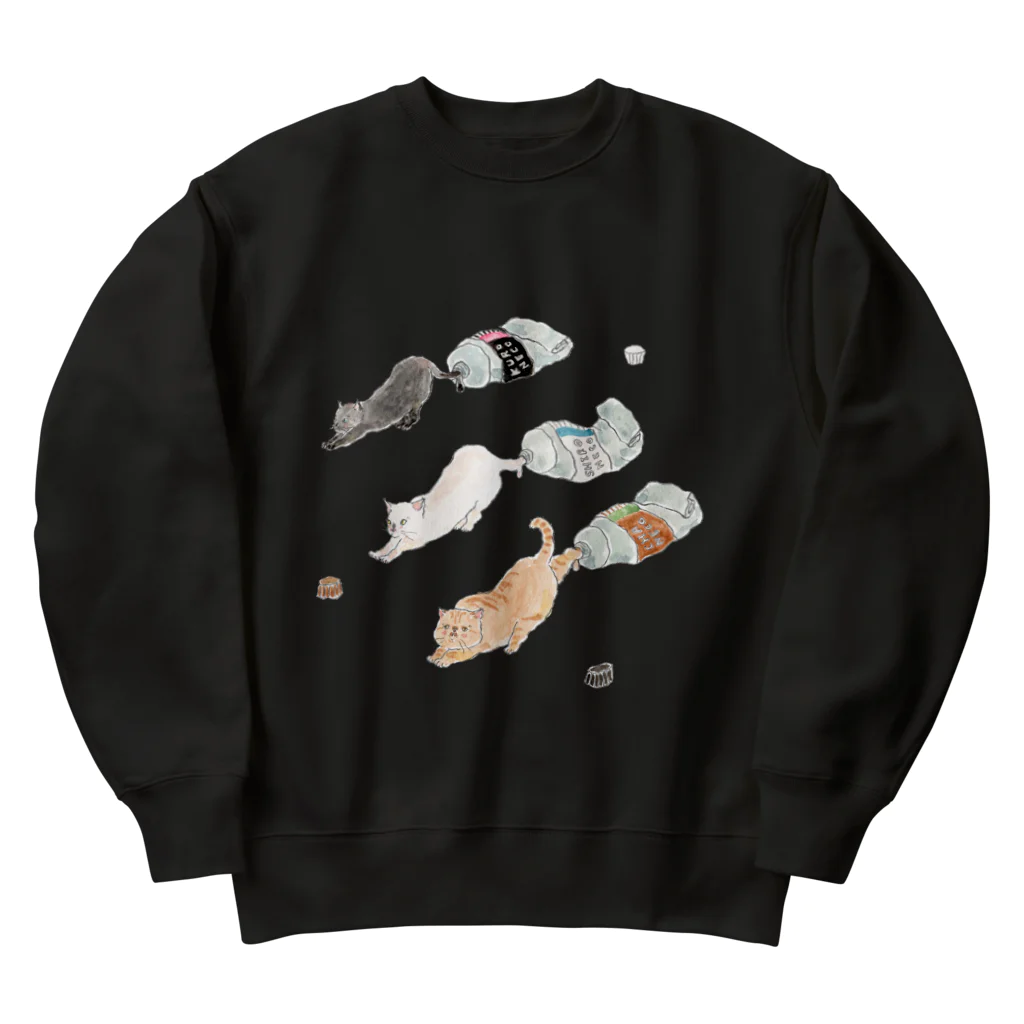 トコロコムギの絵の具にゃんこ Heavyweight Crew Neck Sweatshirt