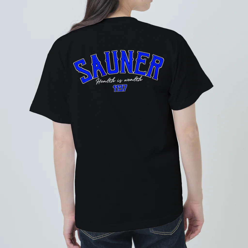 Super Sauna StyleのSAUNER1137 Blue-Black- Heavyweight T-Shirt