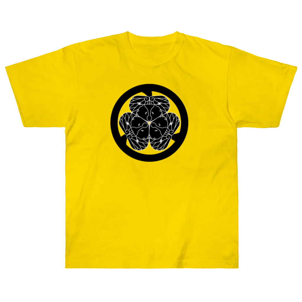 『Nothing Is Real』-- IN SUZURIの動物家紋。H.T.（三つ葉葵ハシビロコウ）黒 Heavyweight T-Shirt