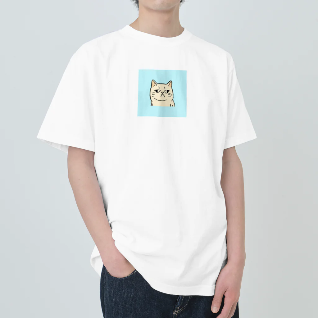 日常のふてくされたネコくん(水色) Heavyweight T-Shirt