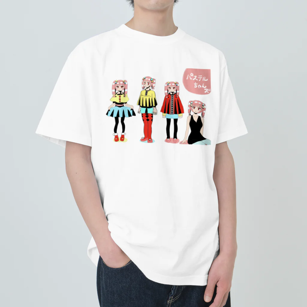 mikyacraft MIKA💓🌟赤い心臓のパステルちゃんズ Heavyweight T-Shirt