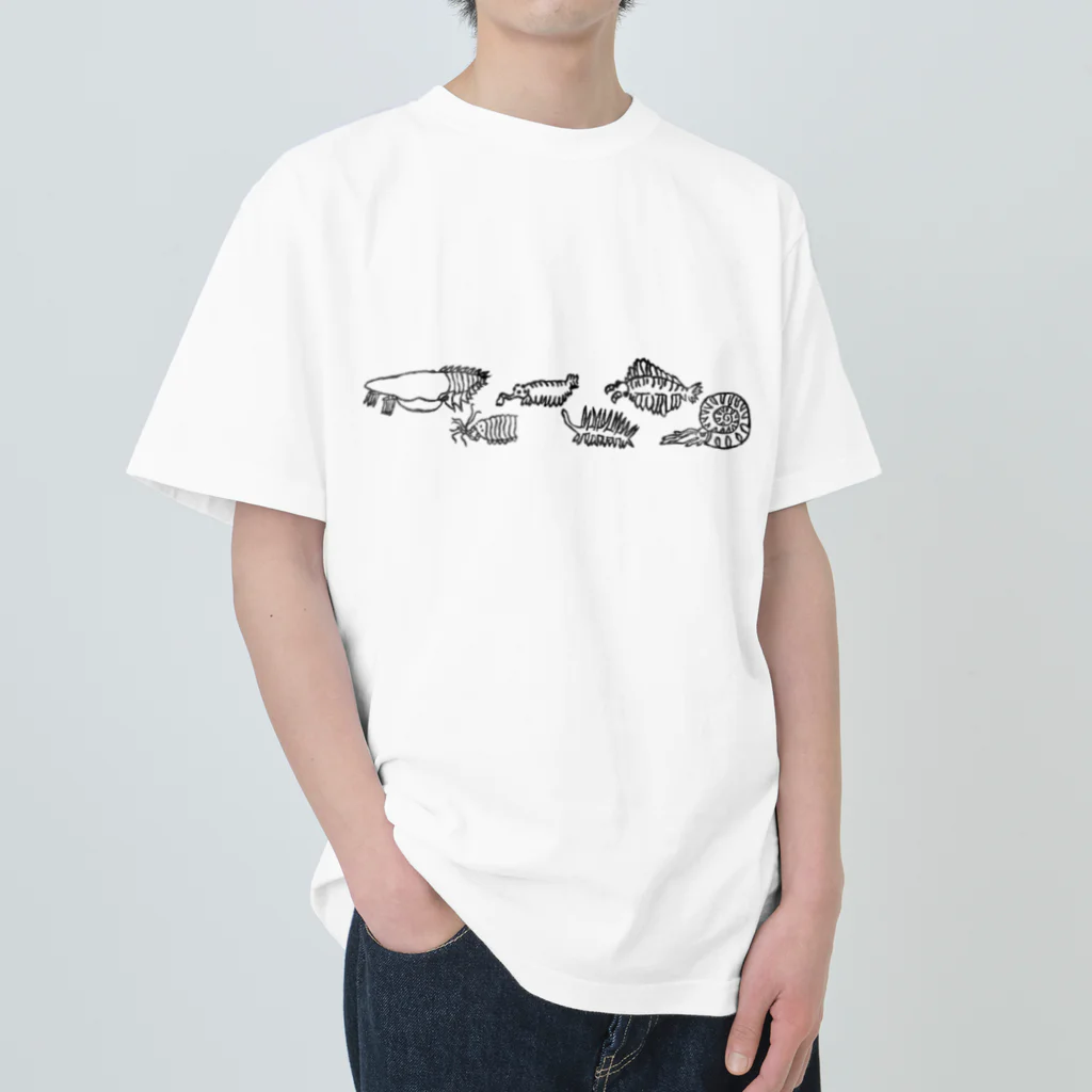 はんこや　ののの並ぶ古代生物たち（短い版） Heavyweight T-Shirt