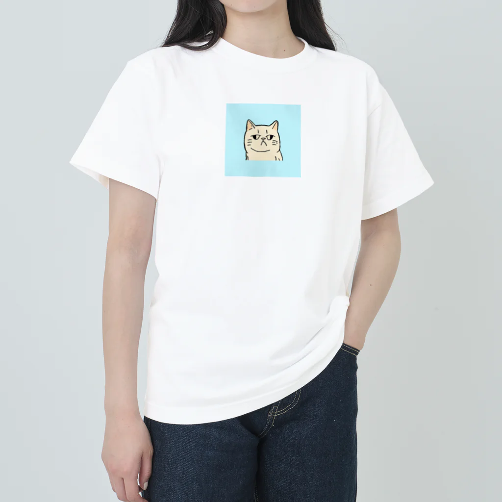 日常のふてくされたネコくん(水色) Heavyweight T-Shirt