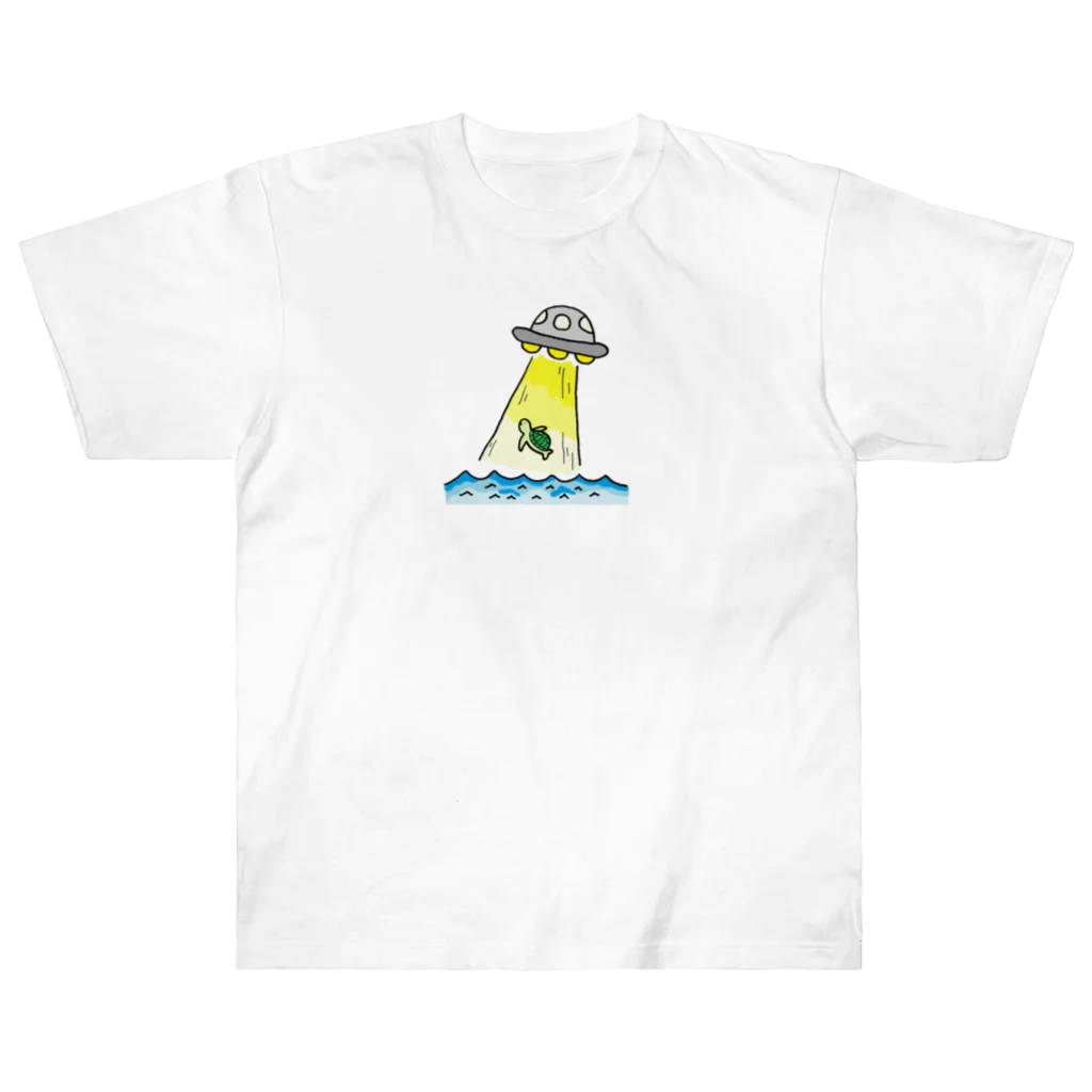 ELNAサポートショップのUFOに連れ去られるウミガメ Heavyweight T-Shirt