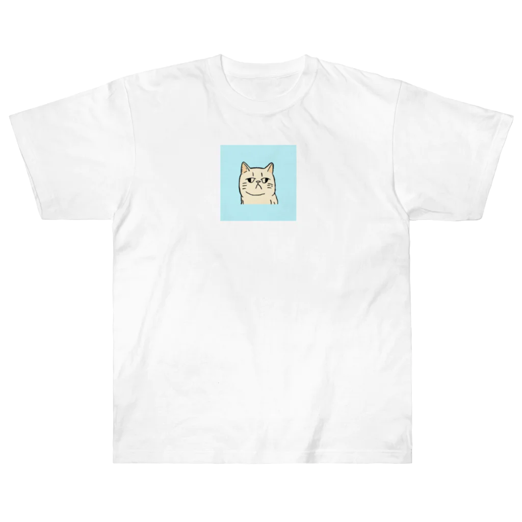 日常のふてくされたネコくん(水色) Heavyweight T-Shirt