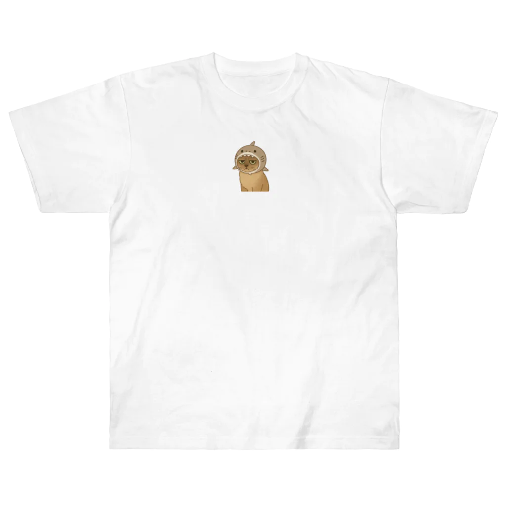 白菜ショップのサメ帽かぶった猫 Heavyweight T-Shirt
