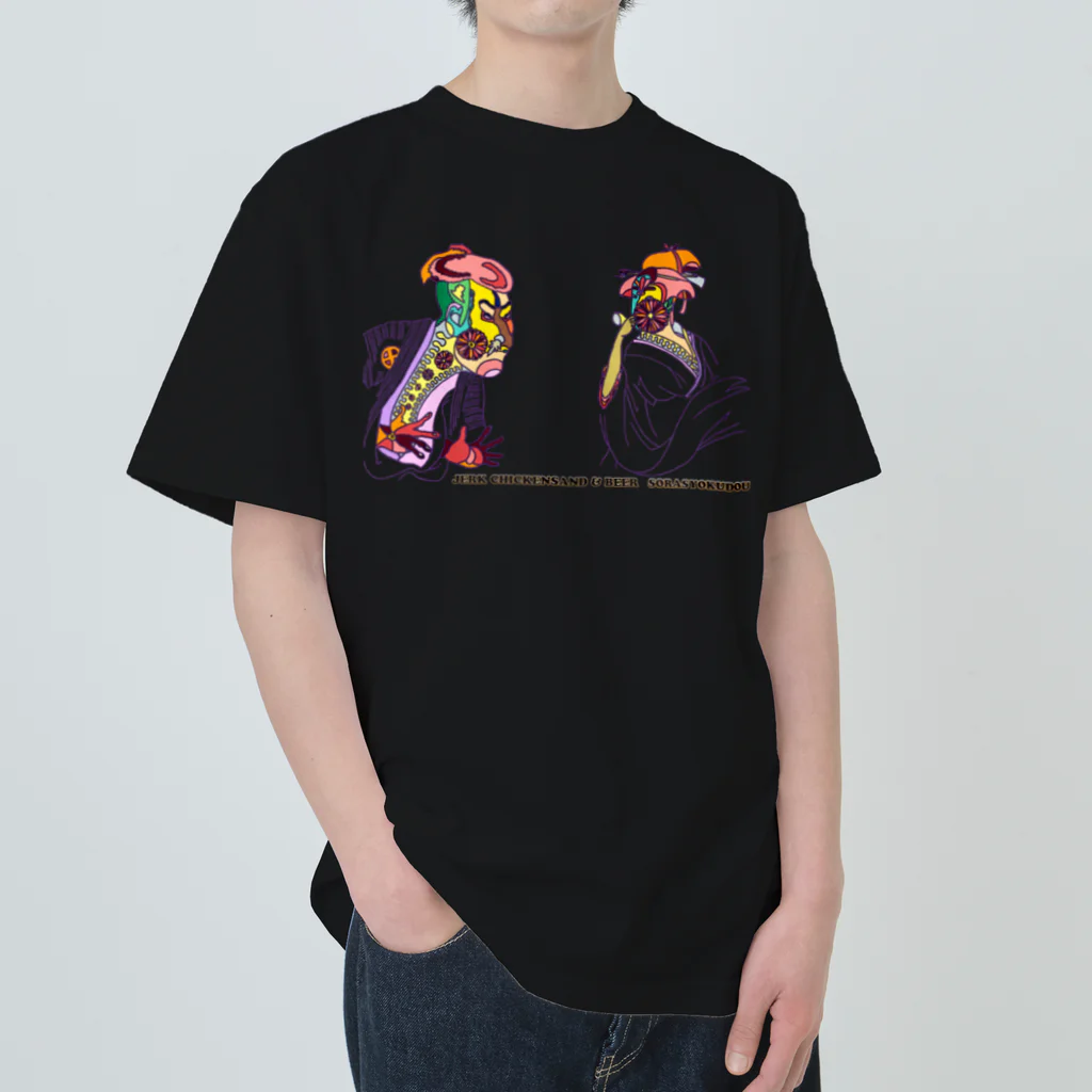 そら食堂のそら食堂 浮世絵とポッピンを吹く女 Heavyweight T-Shirt