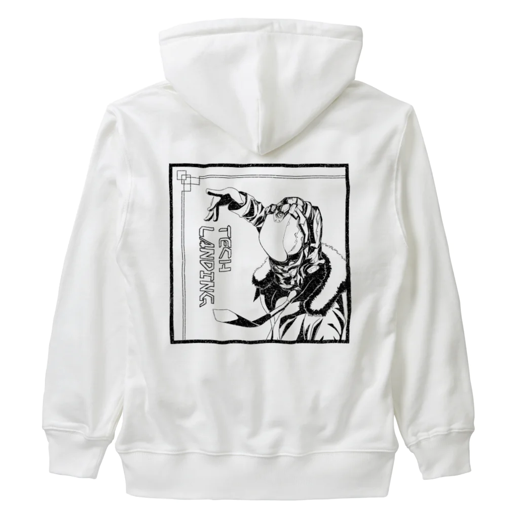 プラントemoonのTECH LANDING（ホワイト、グレー） Heavyweight Zip Hoodie