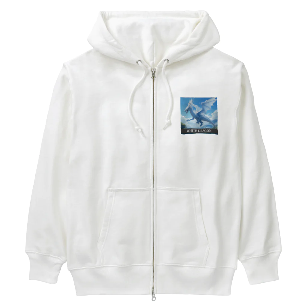 龍 SHINKI神気の龍  WHITE DRAGON Heavyweight Zip Hoodie