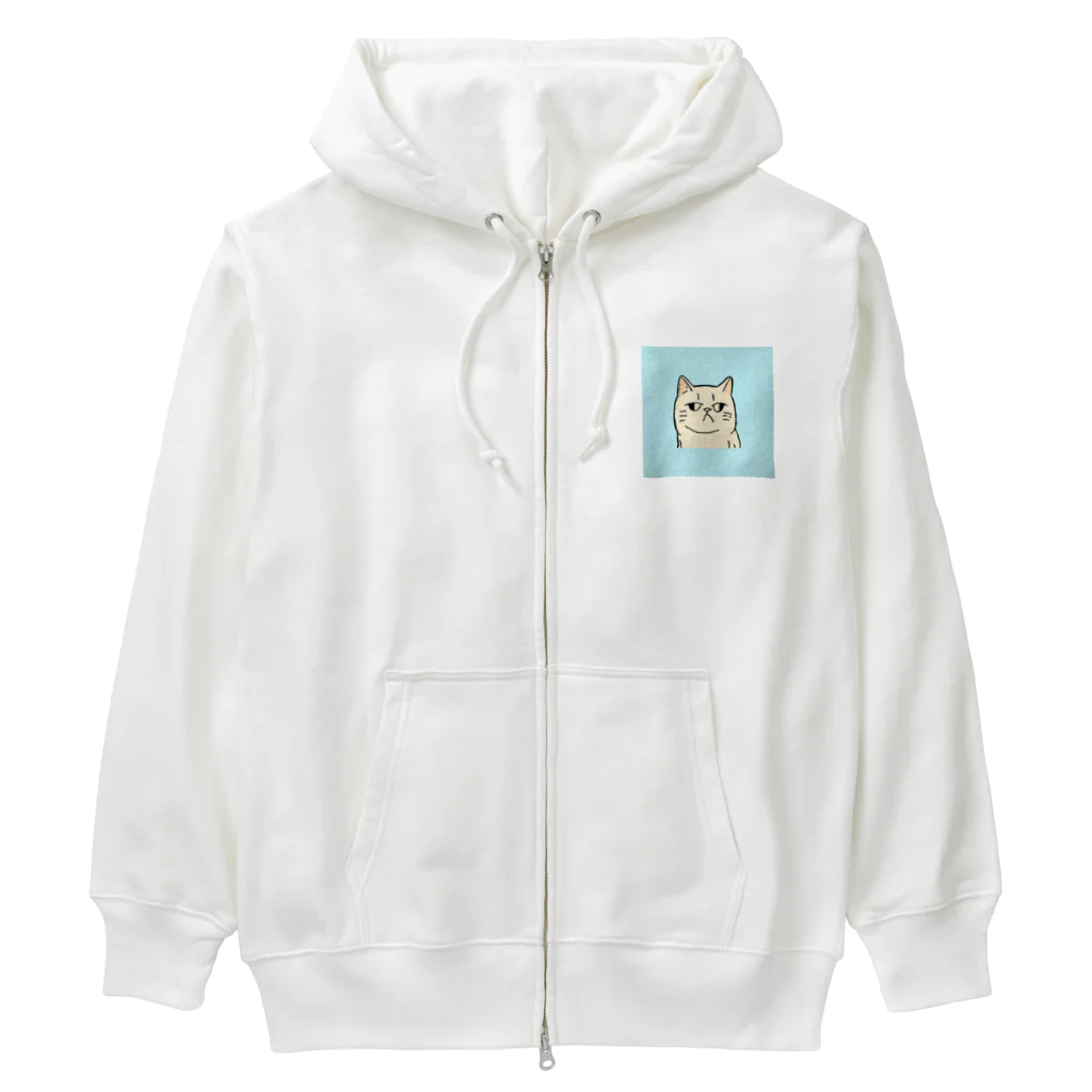 日常のふてくされたネコくん(水色) Heavyweight Zip Hoodie